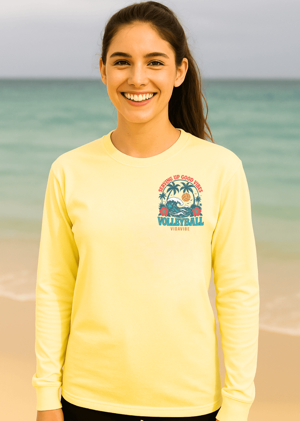 Serving Up Good Vibes Volleyball Long Sleeve Dri-Fit